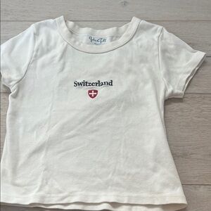 Brandy Melville Cream Crop Top with Switzerland Logo